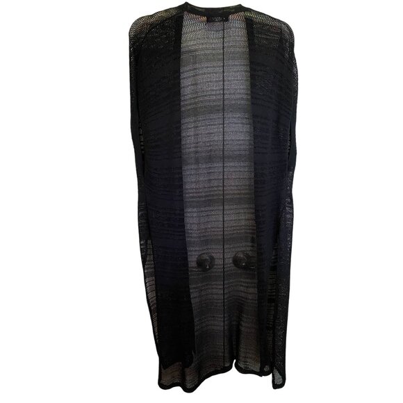 August Silk Womens Open Front Knit Cardigan L Black Lightweight Witchy Goth Swim - Picture 2 of 8